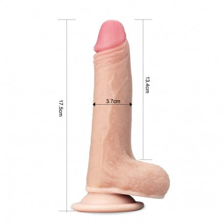 Prawdziwy penis! Dildo z przesuwaną skórą i przyssawką 17,5 cm