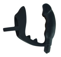 Wibrujący plug analny z pierścieniem na penisa