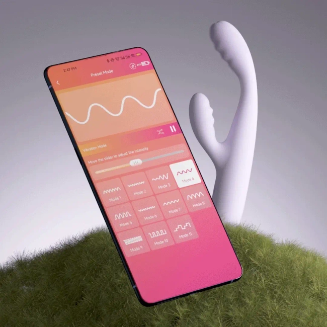 Wibrator CICI+2 z króliczkiem do łechtaczki sterowany aplikacją smartfonem 17,5 cm