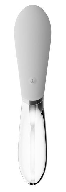 Hybrydowy, szklano-silikonowy, wygięty wibrator z podświetleniem LED