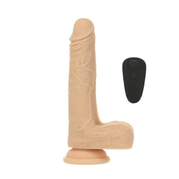 Posuwisto-rotujące dildo z przyssawką, wibrator do waginy i anusa, Platinum Cured Silicon, kolor czarny, 19 cm / 15,7 cm wkładane, rozmiar L