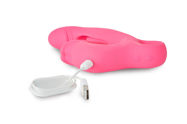Lizaczek-pukaczek wibrator z paluszkiem do punktu G i języczek do łechtaczki 19,5 cm, silikon