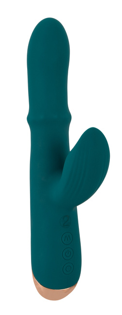 Wibrator z wędrującym pierścieniem i króliczkiem ze stymulacją pulsacyjną, 22,7 cm, silikon, 3 silniczki