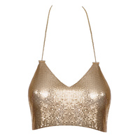 Crop top, ze złotych metalowych płytek COTTELLI