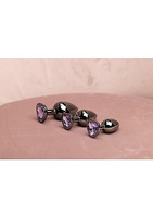 Czarny metalowy korek analny Butt Plug rozmiar S 2,7 cm z kryształem serduszkiem