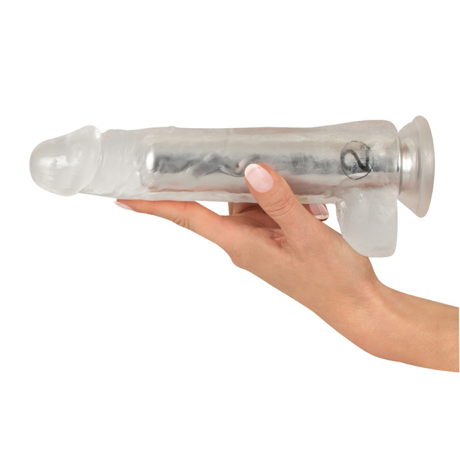 Realistyczne dildo wibrator z silną przyssawką, 24,5 cm / 19 cm wkładane, kolor przeźroczysty