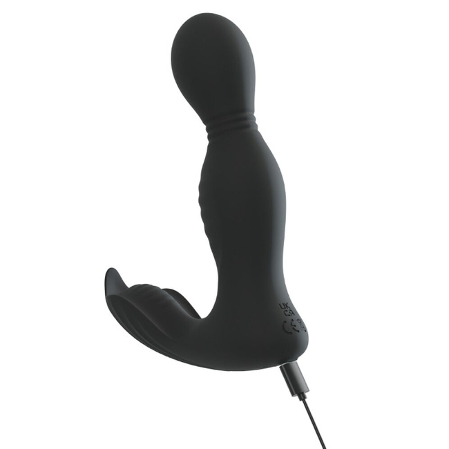 Masażer prostaty, silnie wibrujący, z rotującą główką i stymulacją krocza, 2 silniki, silikon, 13,7 cm / 11,7 cm wkładane, sterowany pilotem, wodoodporny IPX7