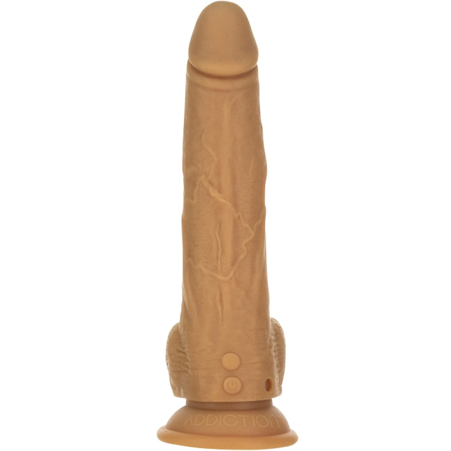 Dildo posuwiste z przyssawką, wibrator do waginy i anusa, Platinum Cured Silicon, 22,9 cm / 15,2 cm wkładane, rozmiar XXL, kolor cielisty ciemny
