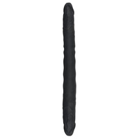 Dwustronne czarne dildo rozmiar XXL, elastyczne - podwójna penetracja, silikon, długość 40 cm, Ø 4 cm