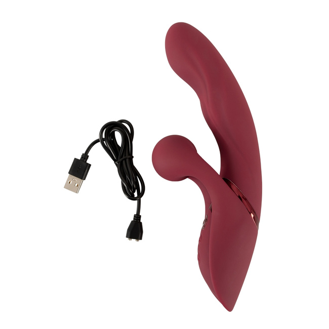 Rubinowe rozkosznik – wibrator z królikiem w kształcie kulki i punktowym pulsatorem do stymulowania pochwy, 3 silniki, silikon, długość 22,3 cm, wkładane 12,80 cm
