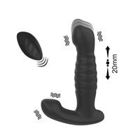 Tylne wejście silikonowy masażer prostaty z wibrującą główką, wibrującym stymulatorem krocza i ruchem posuwistym push, sterowany pilotem