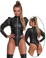 Body z czarnej ekologicznej tkaniny skóropodobnej