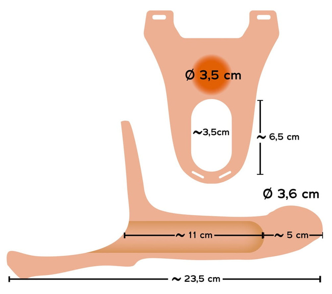 Pusty w środku strap-on z silikonu +5 cm