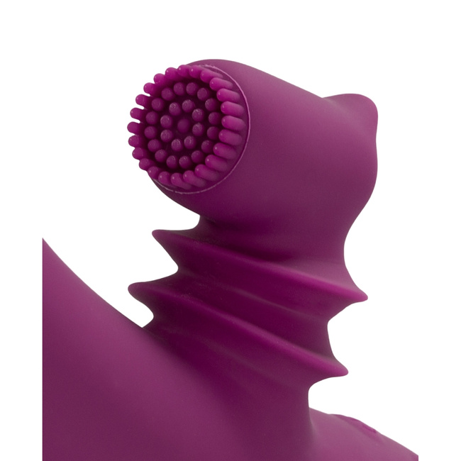 Purpurowy spryciarz – Silny wibrator z wahadłowym stymulatorem łechtaczki z delikatną szczoteczką