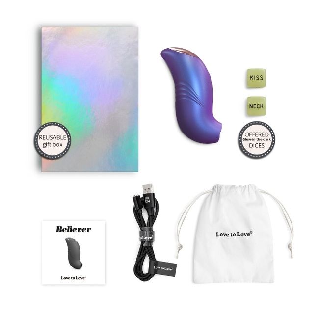 Francuski pocałunek 1 - luksusowy soniczny stymulator łechtaczki z języczkiem, kolor opalizującego granatu, HiTech, silikonowy + gra erotyczna w pakiecie