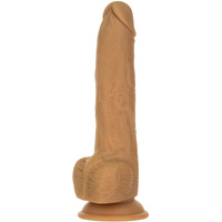 Dildo posuwiste z przyssawką, wibrator do waginy i anusa, Platinum Cured Silicon, 22,9 cm / 15,2 cm wkładane, rozmiar XXL, kolor cielisty ciemny