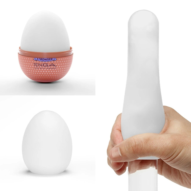 Nocny drift II - masturbator jajko Tenga EGG Misty II z frezami w kształcie piramidek tworzących fale na wewnętrznej powierzchni, seria Hard Boiled (STRONGER)