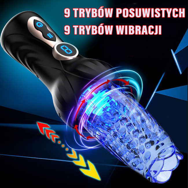 W GRUDNIU MOŻE PÓŹNIEJ Elektroniczny automatyczny masturbator wirujący i posuwisty 9 trybów