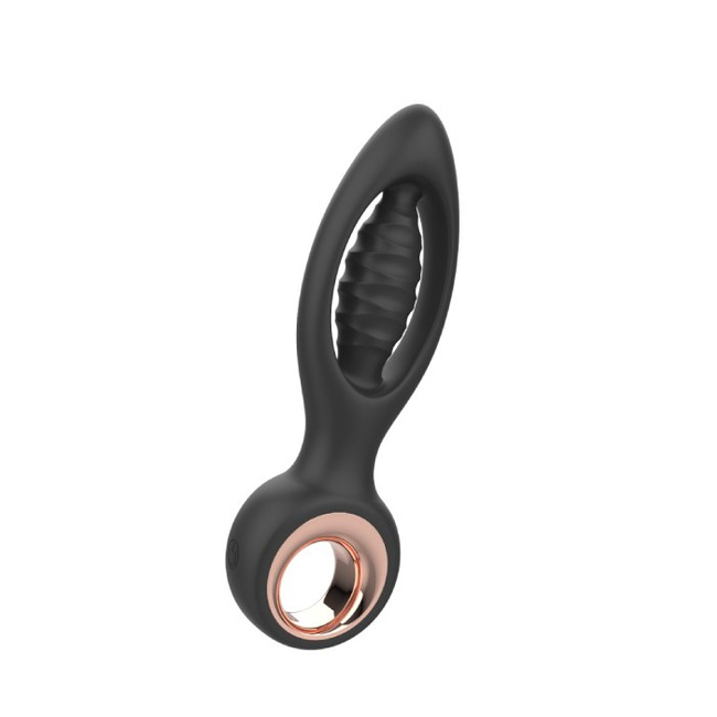 Tylne wejście - prosty łatwy do włożenia silikonowy wibrator analny z elastyczną pętlą i wygodnym uchwytem