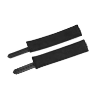 Eleganckie kajdanki na ręce z naturalnej skóry zespolonej w kolorze głębokiej czerni z okuciami i łańcuchem z metalu w kolorze srebra