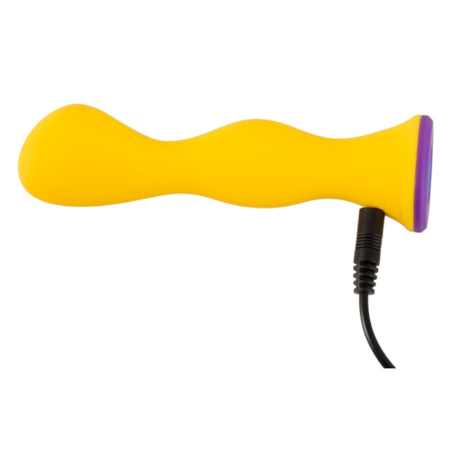 Cytrynowy tylec – falowy wibrujący stymulator analny korek butt plug, długość 12,5 cm, średnica max 3,2 cm, 10 trybów pracy
