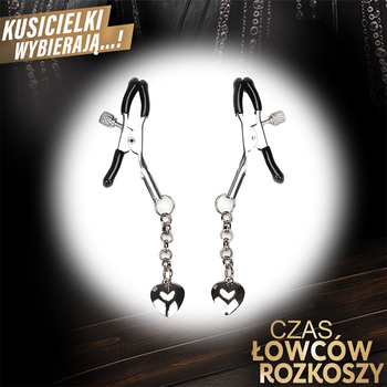 Srebrne klamerki na sutki, z wisiorkami w kształcie pioruna