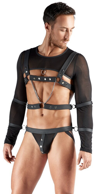 3-częściowy zestaw do soft bondage. Crop top + uprząż na piersi + jock SVEN