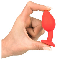 Mały korek analny z kryształkiem, silikon, 7,2 cm, Ø 2,7 cm, rozmiar S