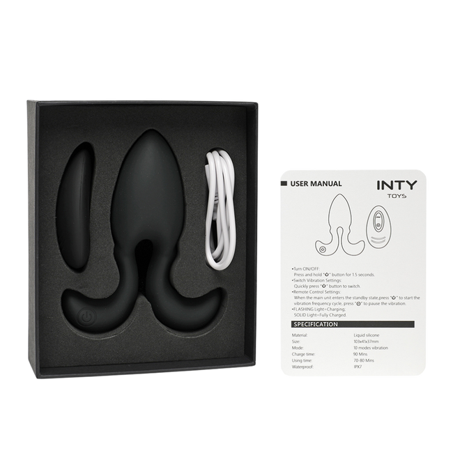 Mocny, czarny korek analny w kształcie rakiety,  dł. 11cm, Ø 4cm, wodoodporny IPX7, na pilota