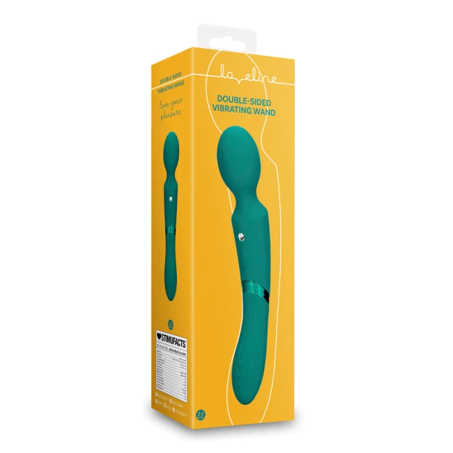 Dwustronna wibrująca różdżka, wibrator wand z wibrującą główką i wibrujące dildo z drugiej strony, 24 cm