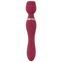 Zmysłowa Rosemary – 2w1: elastyczna, duża, silna różdżka z główką w kształcie róży + pulsacyjny wibrator punktowy, 2 silniki, kolor burgundowy  