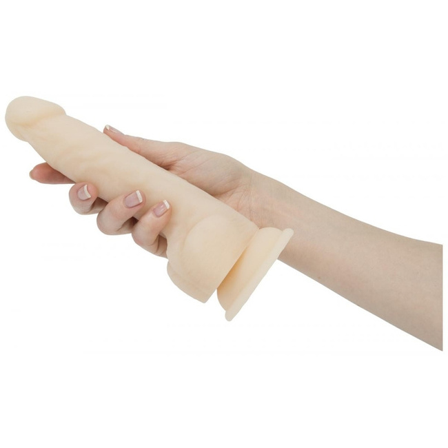 Wibrująco-rotujące dildo z przyssawką, wibrator do waginy i anusa, Platinum Cured Silicon, kolor cielisty, 20,3 cm / 14 cm wkładane, rozmiar XL