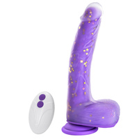 POSUWISTE Silikonowe purpurowe dildo wibrujące na pilota JELIVOY Swing&Thrusting od Tracy's Dog 23 cm z mocną przyssawką 