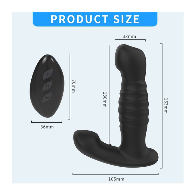 Tylne wejście silikonowy masażer prostaty z wibrującą główką, wibrującym stymulatorem krocza i ruchem posuwistym push, sterowany pilotem