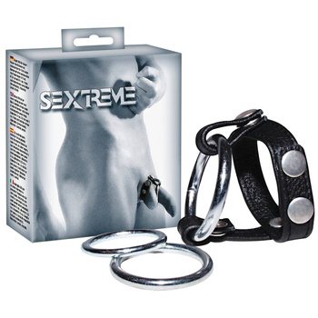 Ring skórzano-metalowy Sextreme