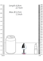 Korek analny Butt Plug srebrny rozmiar S 2,7 cm cm z kryształem serduszkiem
