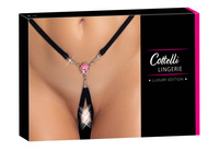 Zmysłowe open stringi jubilerskie z dużym klejnotem i cyrkoniami, rozmiar S-L