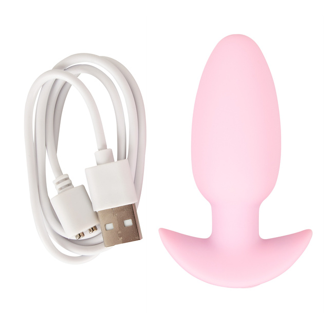 Wibrujący pieszczoch analny Cuties. Gładki, o zmiennej grubości, , kolor różowy, silikon