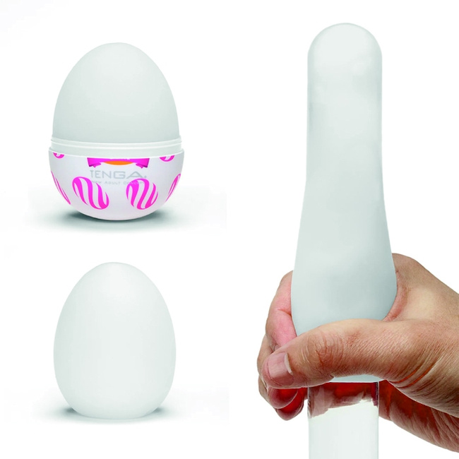 Wirujący seks - masturbator jajko Tenga EGG Curl o frezowaniu w kształcie sferycznych wirów, seria Wonder (REGULAR)