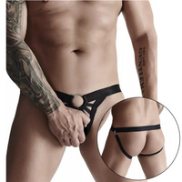 Czarne stringi (jockstrap) z regulowanym zapięciem