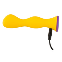 Cytrynowy tylec – falowy wibrujący stymulator analny korek butt plug, długość 12,5 cm, średnica max 3,2 cm, 10 trybów pracy