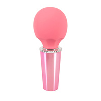 Rozkosz królewny – śliczna, silna różdżka, wibrator wand, ze zdobioną główka i uchwytem dekorowanym klejnocikami, masażer łechtaczki i całego ciała, 12,7 cm, silikon, kolor róż flamingowy