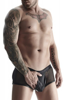 Czarne szorty z otwartym tyłem i efektem push up powiększającym penisa