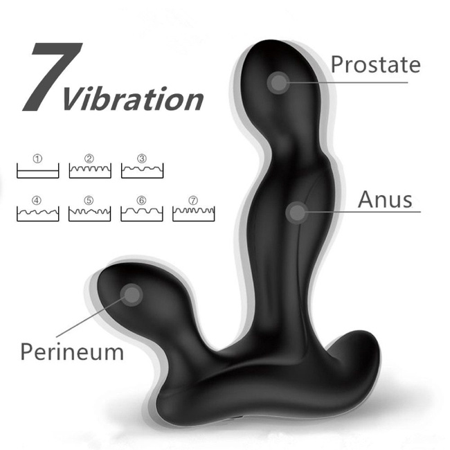 Tylne wejście - silikonowy silnie wibrujący masażer prostaty z mocno wygiętą końcówką do stymulacji krocza sterowany pilotem