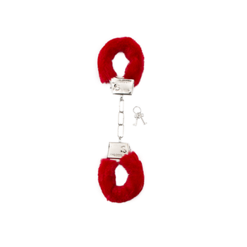 Czerwone kajdanki z futerkiem Shots Toys Furry Handcuffs Red na kluczyk