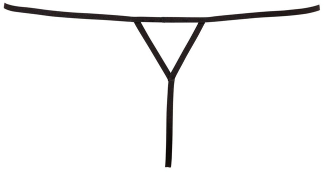 Stringi z pasków, z perłową ozdobą, otwarty krok, intymna biżuteria.