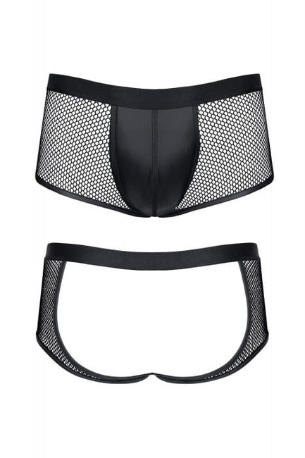 Czarne szorty z otwartym tyłem i efektem push up powiększającym penisa