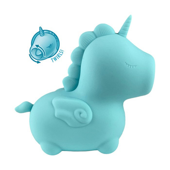 Błękitny rumak księżniczki – dwusilnikowy silikonowy jednorożec stymulator łechtaczki z języczkiem