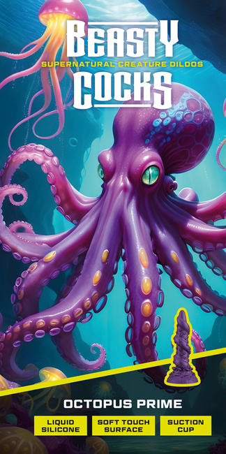 Kraken dick. Fantasy dildo jak zwinięta ośmiornica. Silna przyssawka. Dł. 20,2 cm, wkładane 17 cm, Ø 4,6 cm