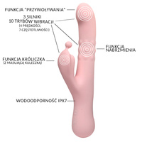 Wibrator wahadłowy z pierścieniem koralików i królikiem z łezką, wodoodporny IPX7, dł. 24 cm